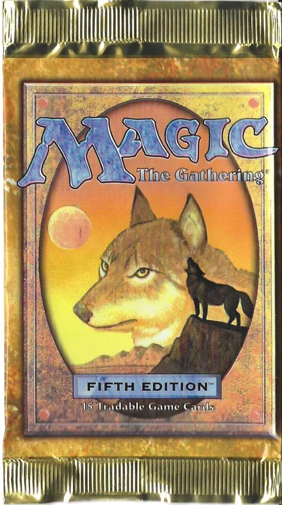 MTG: 5TH EDITION empty Wyluli Wolf Booster Pack wrapper; edge tears, 1997