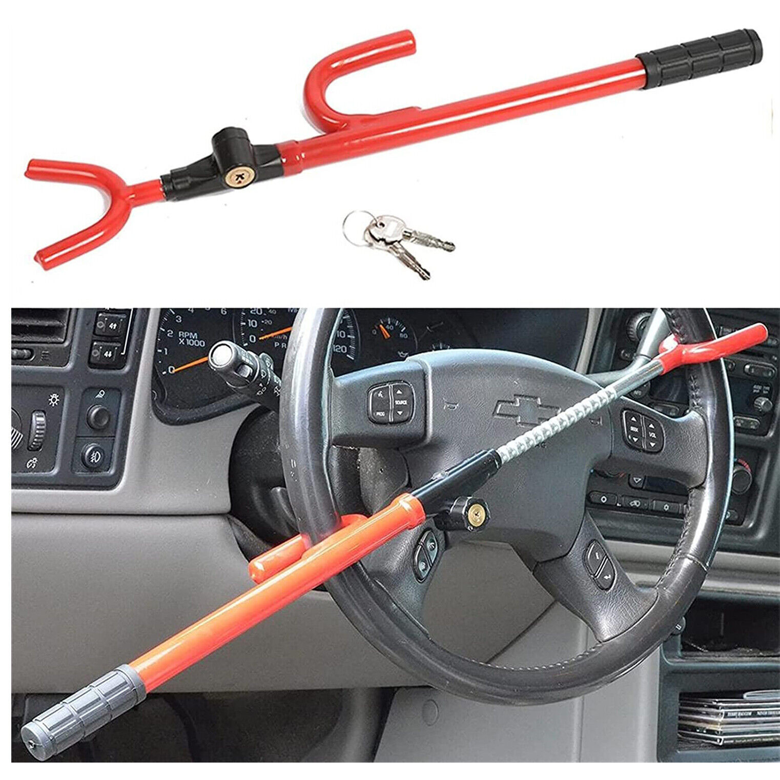 Steering Wheel Lock The Club Twin Hooks Anti Theft Universal Car Van Truck SUV