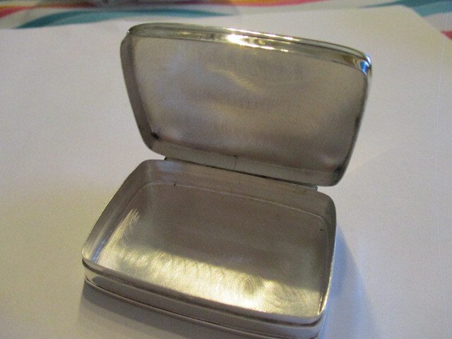 Large sterling silver pill box rectangular shape gorgeous design on top 2 1/8
