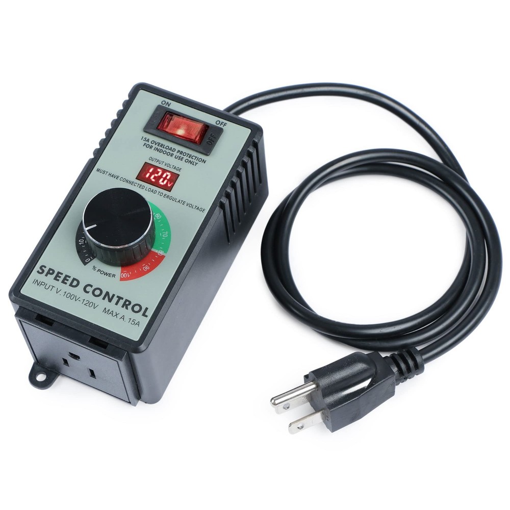 AC 120V 15A Speed Controller Variable Adjuster for Router Duct Exhaust Black