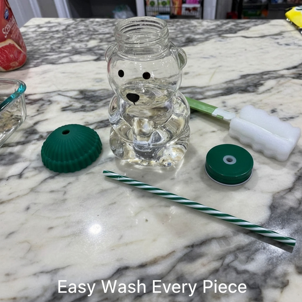 2026 Barista Bear Cup Limited Edition Glass With Straw Free Brush Gift 500 ML