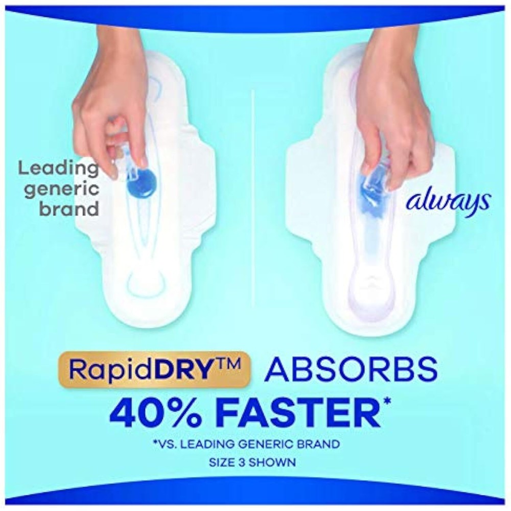 Always Ultra Thin Pads Size 2 Super Long Absorbency Unscented with Wings (92 ct)