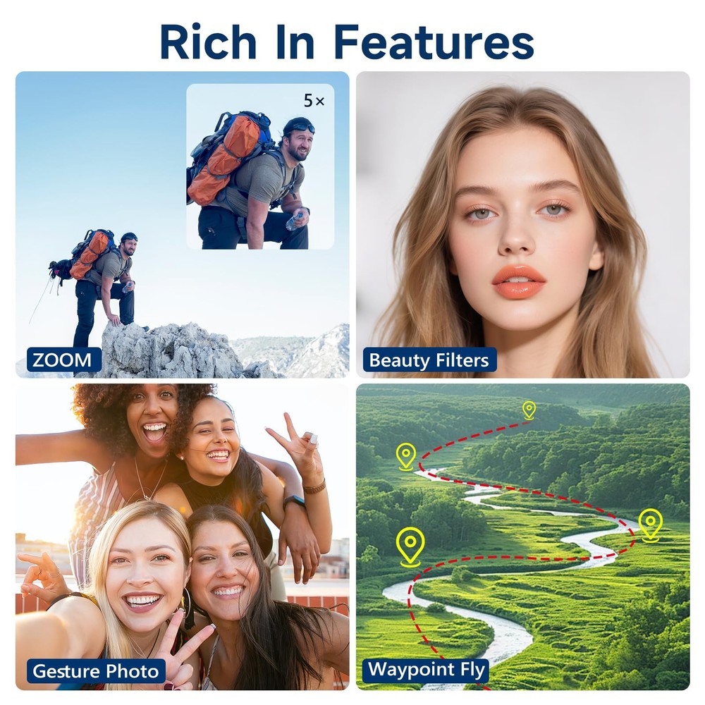 Mini Drone with HD Camera, Foldable Quadcopter, 2 Batteries, Auto Return,