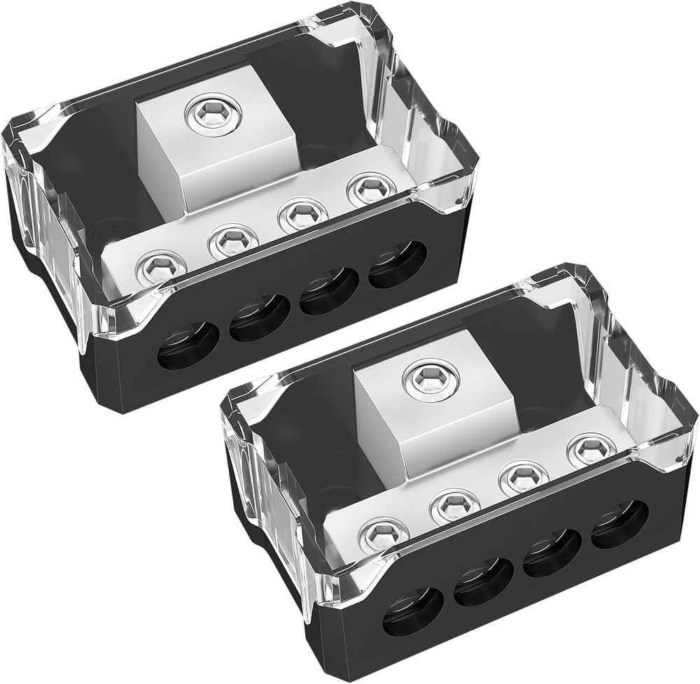 High-Performance 4-Way Power Distribution Block for Car Audio Systems - 2 Pack