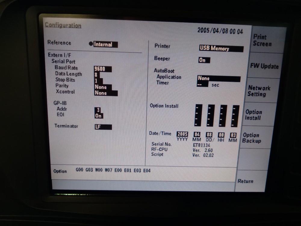 JRC NJZ-2000 Multi System UE Tester, Opts E03 E04 G00 G03 W00 W07 E00 E01