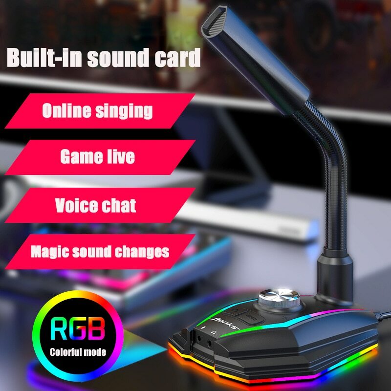 USB Desk Microphone For Gaming Communication Mic With Headphone Jack
