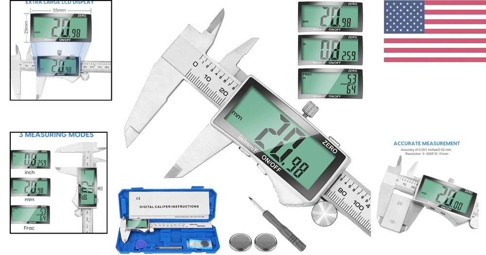 Precise Digital Caliper - Multi-functional Measuring Tool - Extra Screen