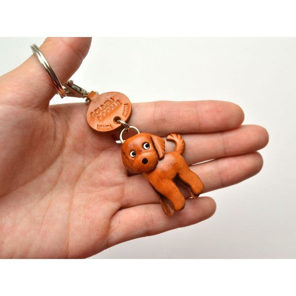 Goldendoodle Leather Dog Keychain