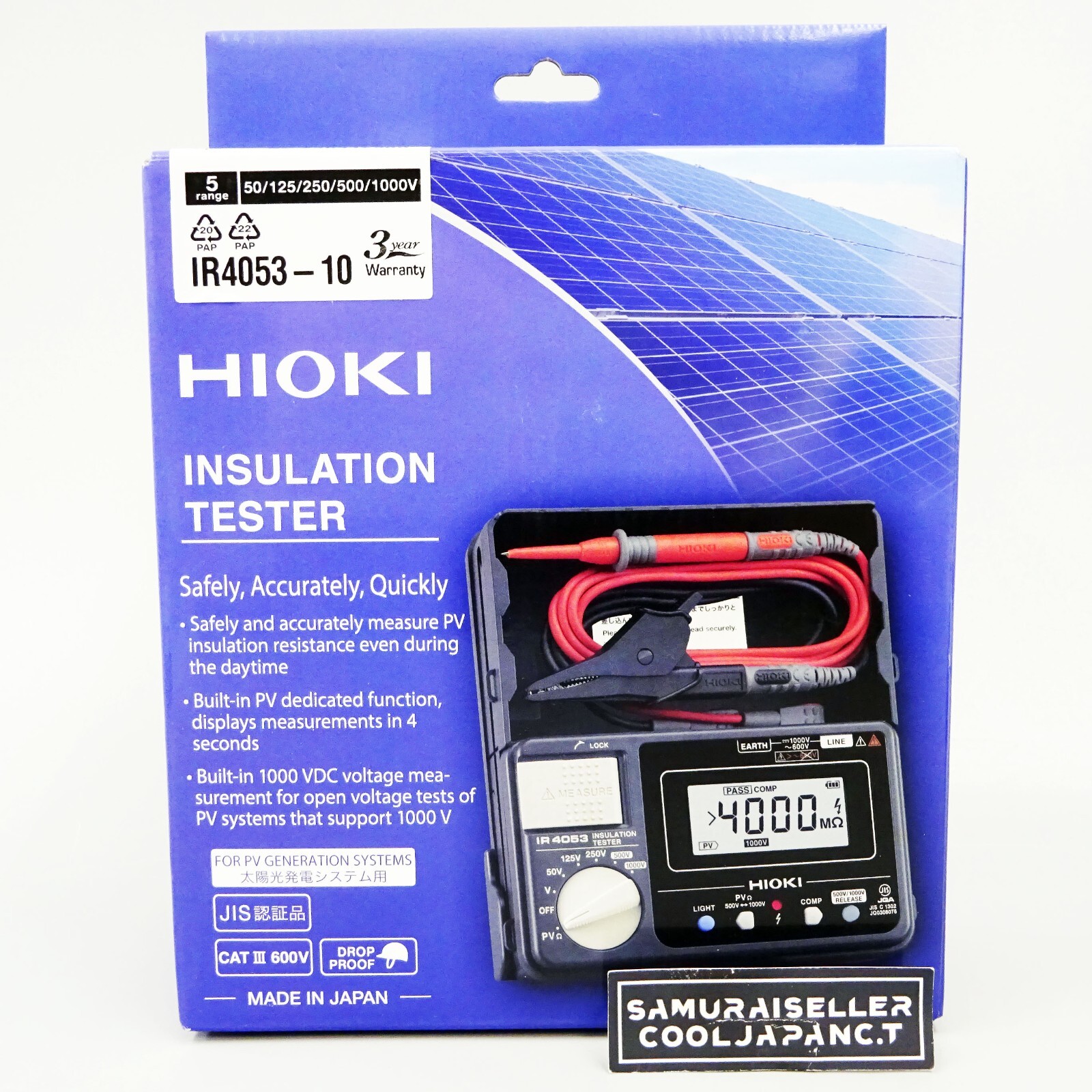 Insulation Resistance Tester for Photovoltaic System IR4053-10 HIOKI Japan NEW