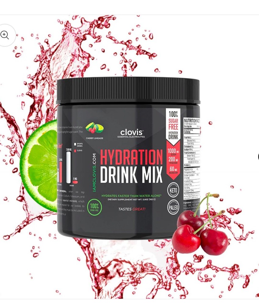 Clovis Essential Electrolytes HYDRATION DRINK MIX Cherry Limeade 3 Pack New