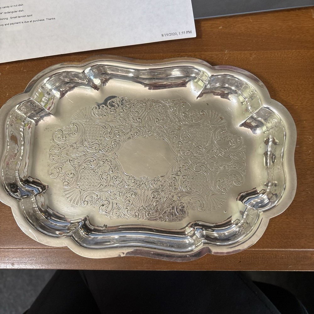 Vintage rectangular dish Canterbury silverplate 9 3/4"