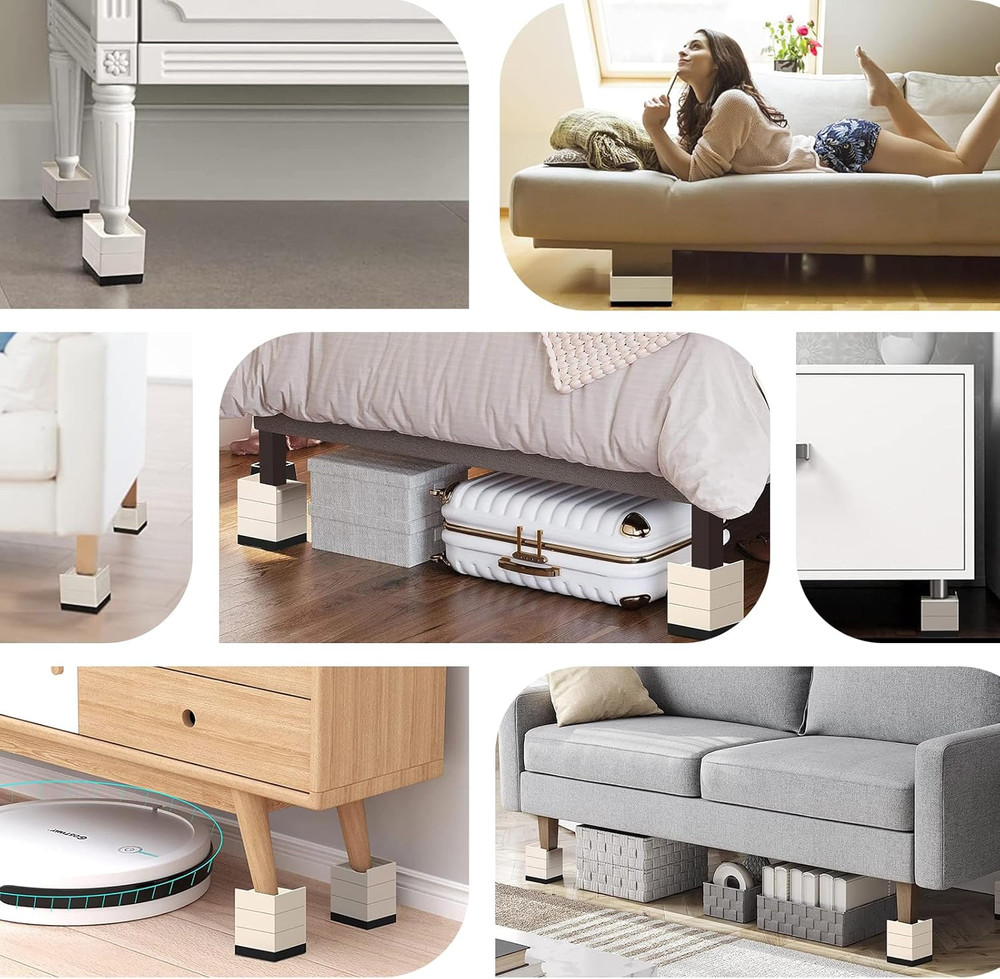 ANNKUT 1.5 Inch Furniture Risers, Rectangle Adjustable Risers Blocks for Bed Sof