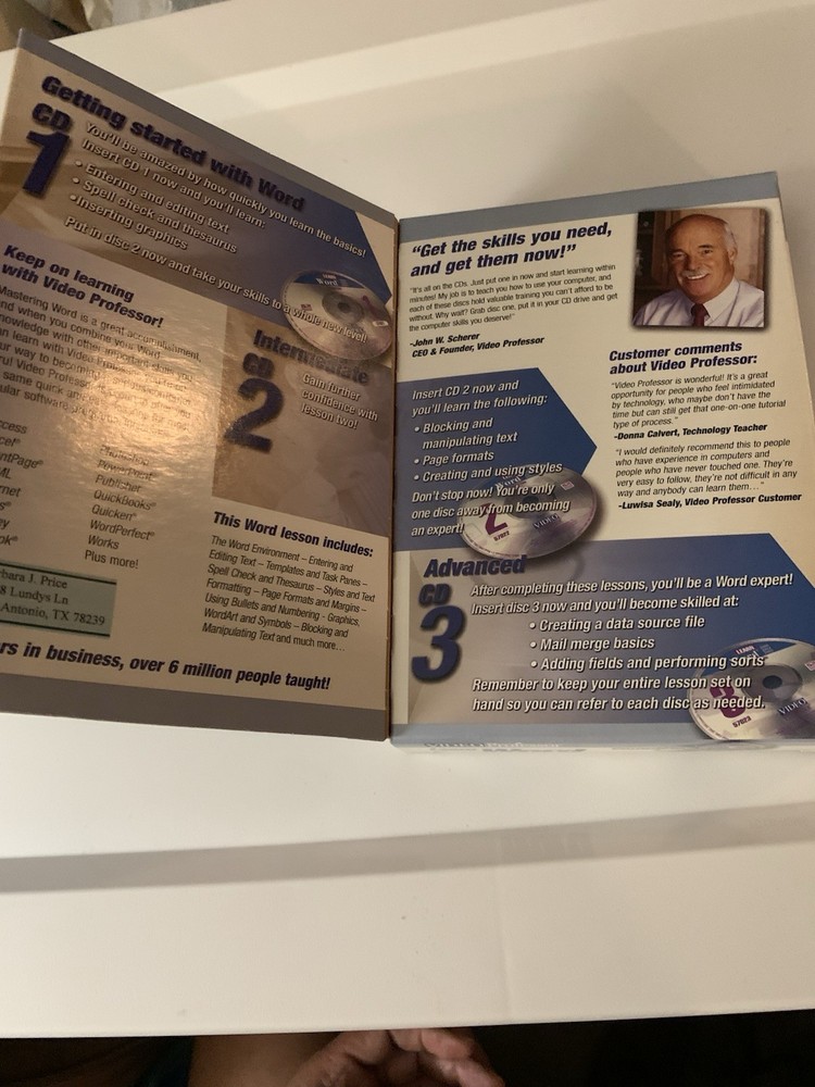 Video Professor Learn Word PC Software