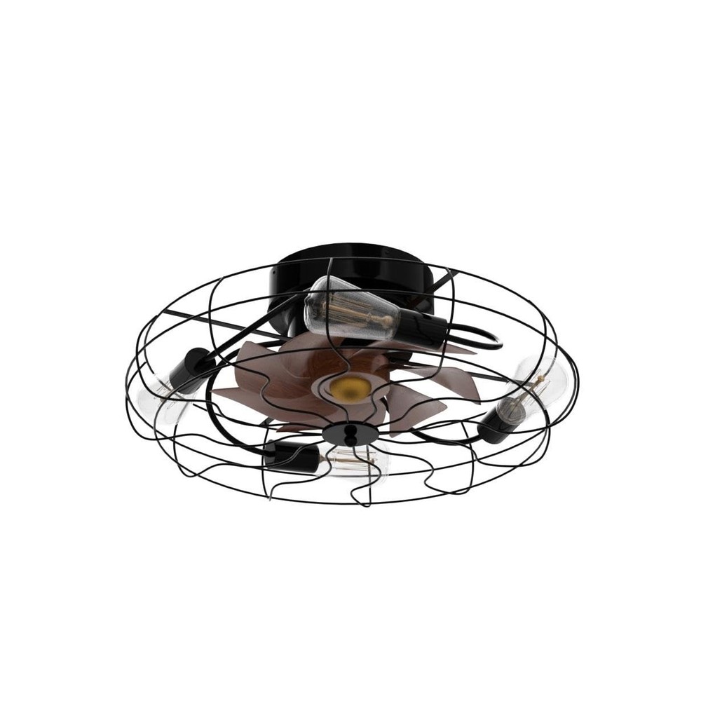 21" Low Profile Caged Ceiling Fan with Lights Remote Control, Include Bulbs, ...