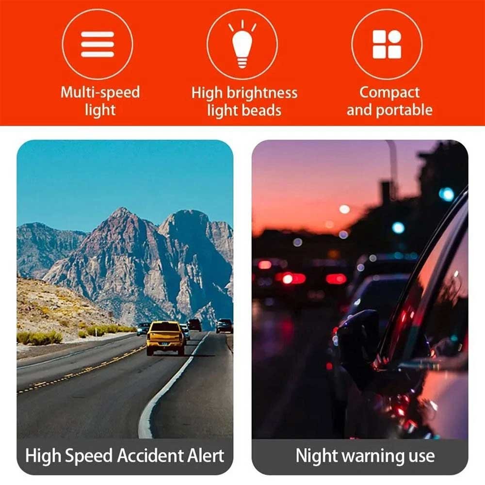 360° Rotating LED Magnetic Car Warning Light - Flashing