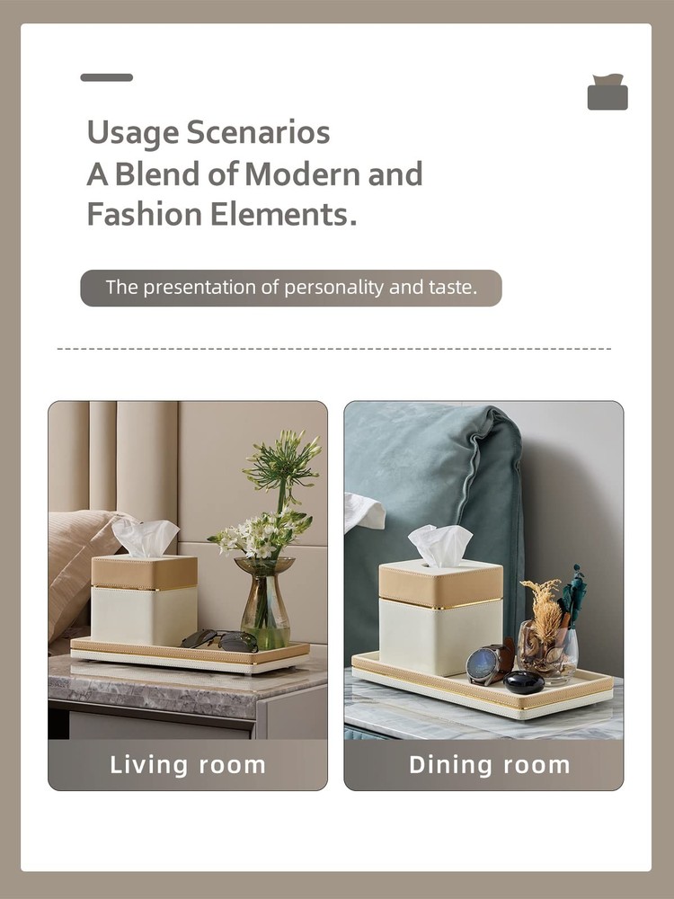 Cloudever Tissue Holder Cover Square Modern Pu Leather Decorative Tissue Cube