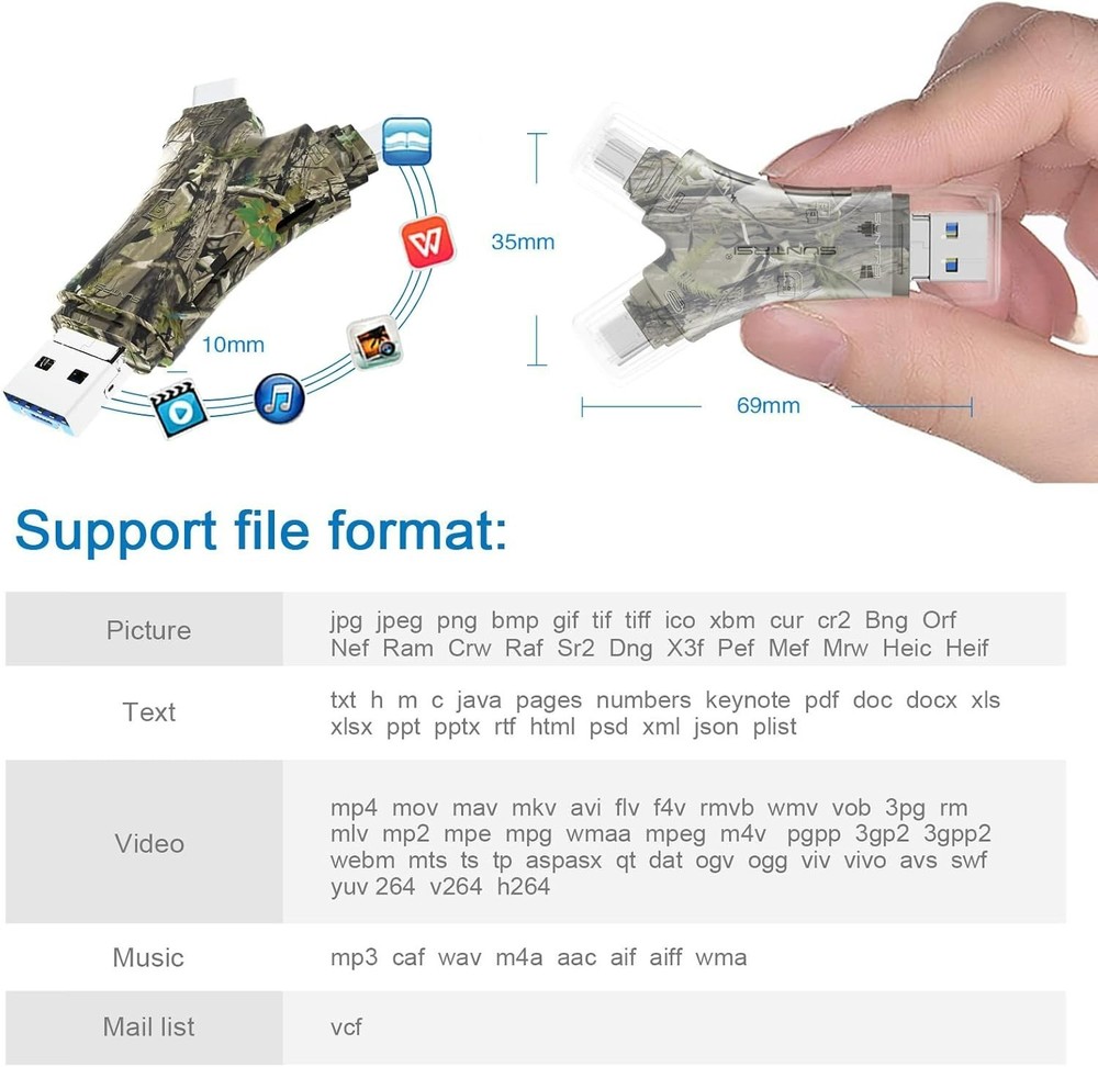SD Card Reader for iPhone/ipad/Android/Mac/Computer/Camera,4 in1 Micro SD Car...
