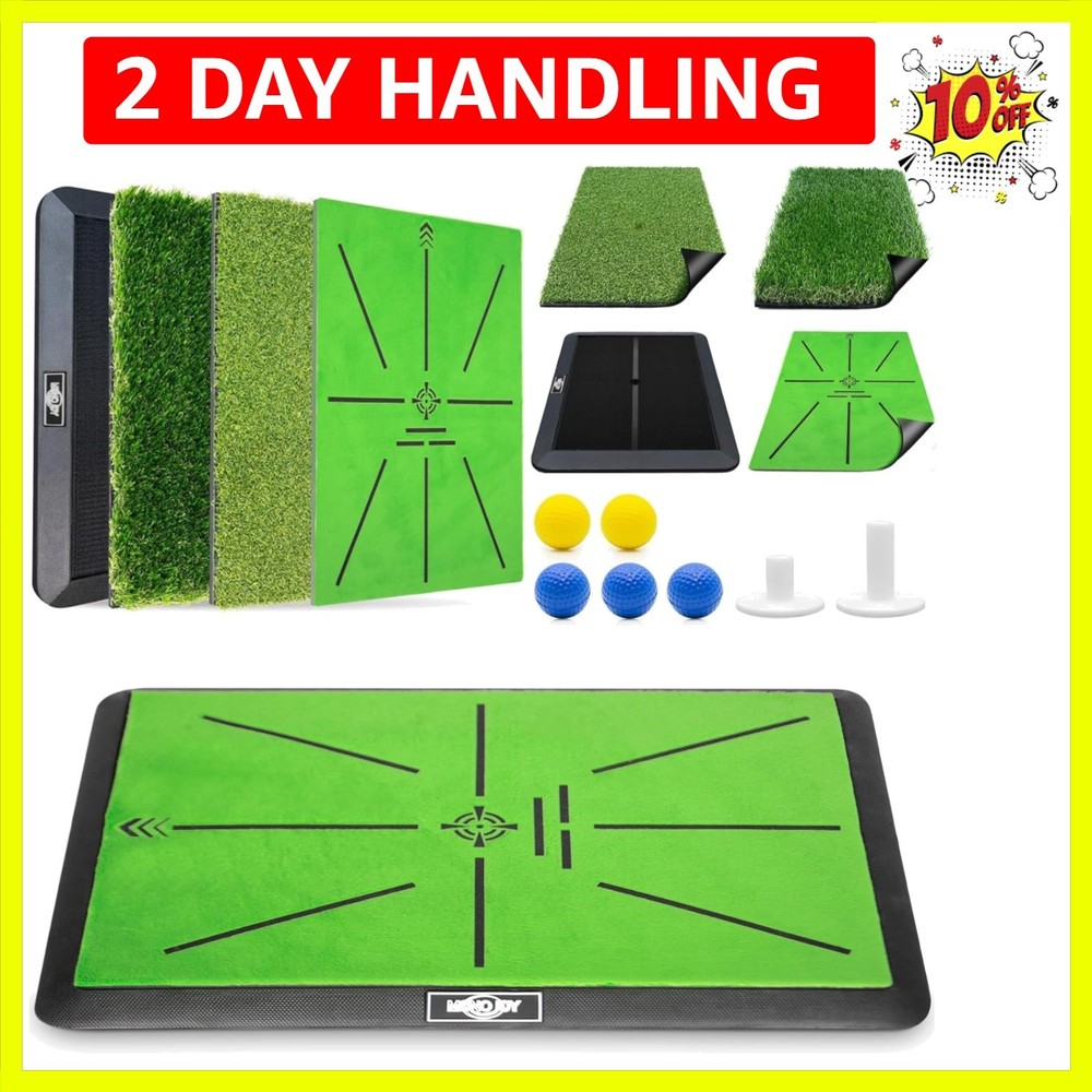 Golf Hitting Mat with Golf Tees - Golf Practice Mat for Swing Path Feedback D...