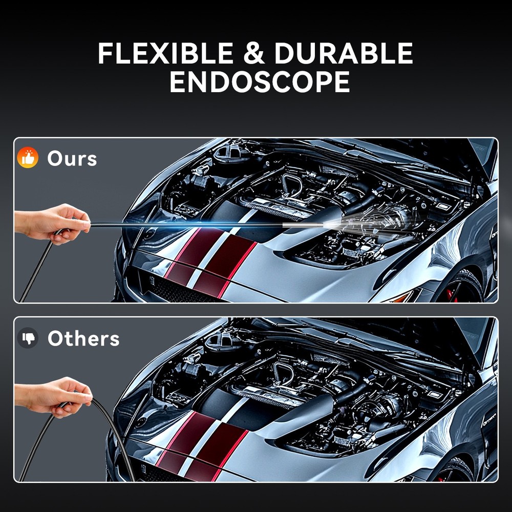Thinkcar Endoscope Camera with Light, 720P HD Borescope Camera with 6 LED Lights
