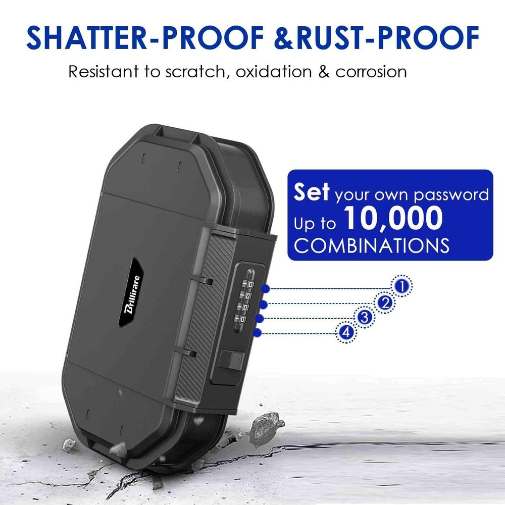 Waterproof Lock Box Portable 4-Digit Combination Safe Boxes with Removable Cable