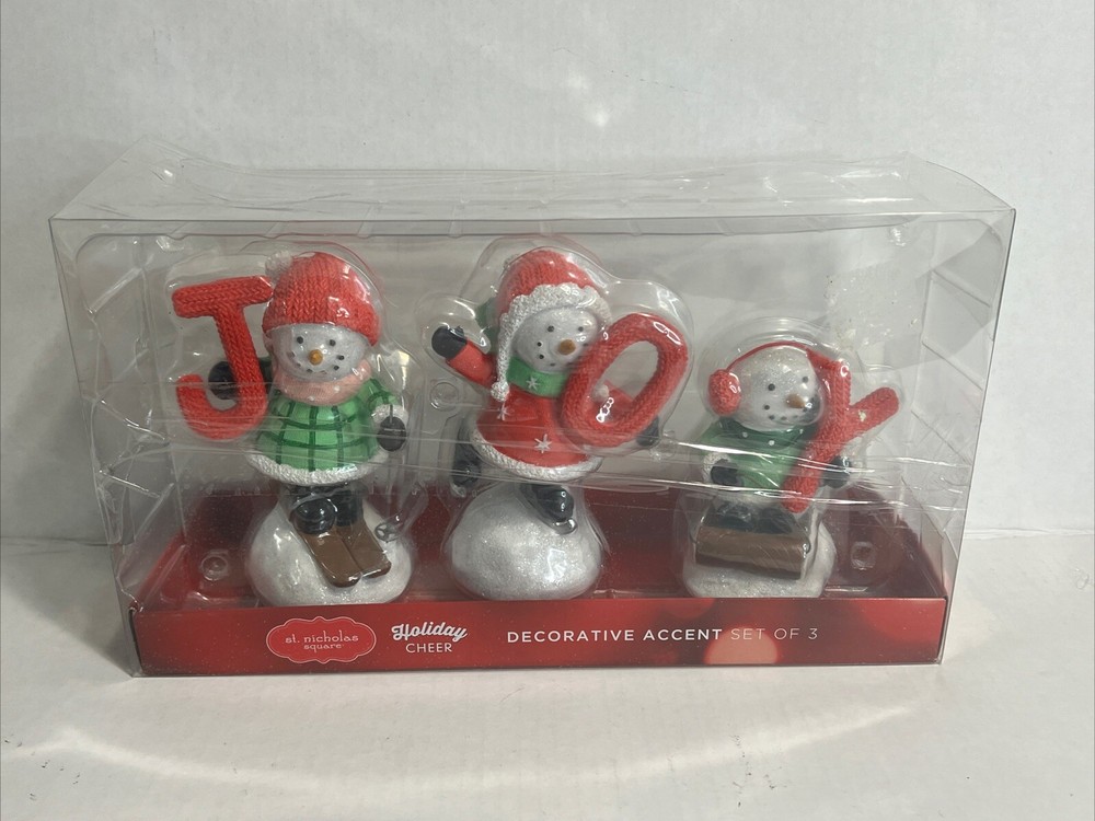 St. Nicholas Square "Joy"Snowman Table Decor 3-piece Set Table Decor