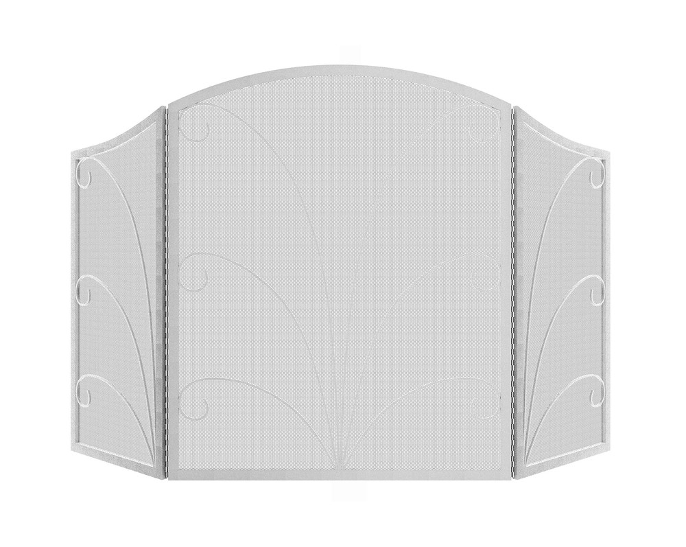 Kingson 3-Panel Arched Fireplace Screen Decorative, Handcrafted Scroll Wrough...