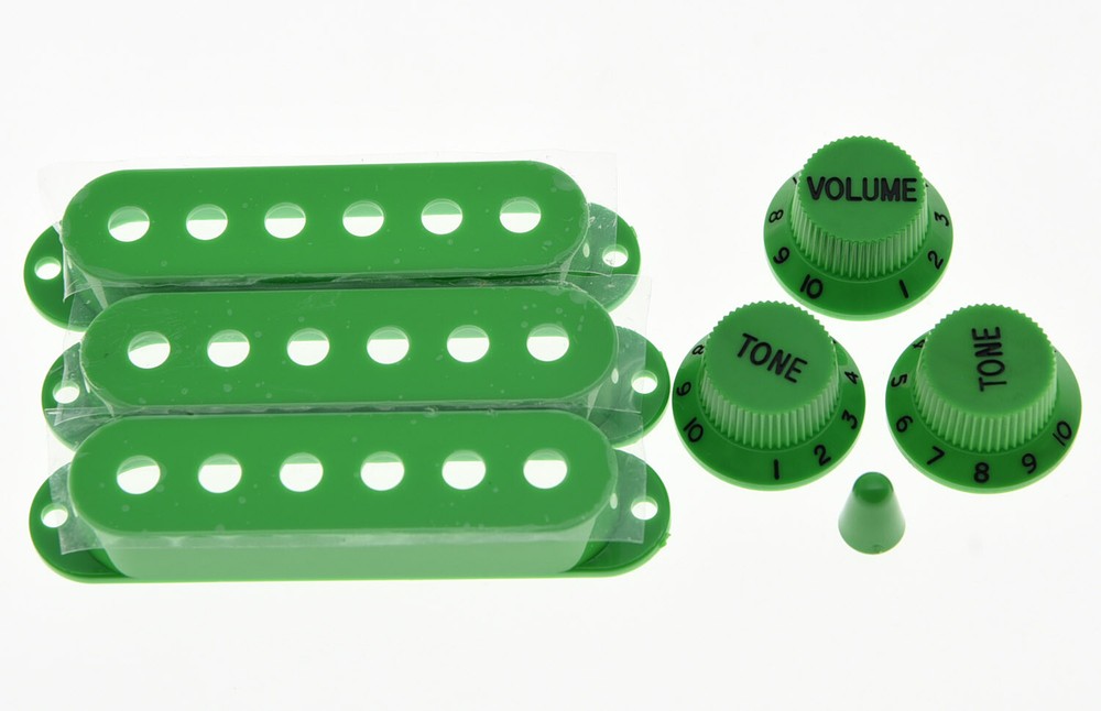 ST Style Green Guitar Pickup Covers Knobs with ST Switch Tip Cap fits Strat
