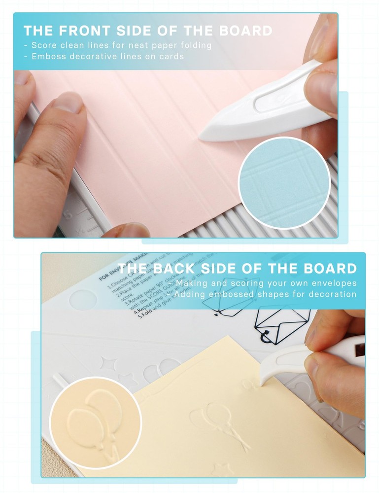 Mini Scoring Board and Bone Folder Set, 6.42 x 8.5 inches, Multi-Purpose Scor...