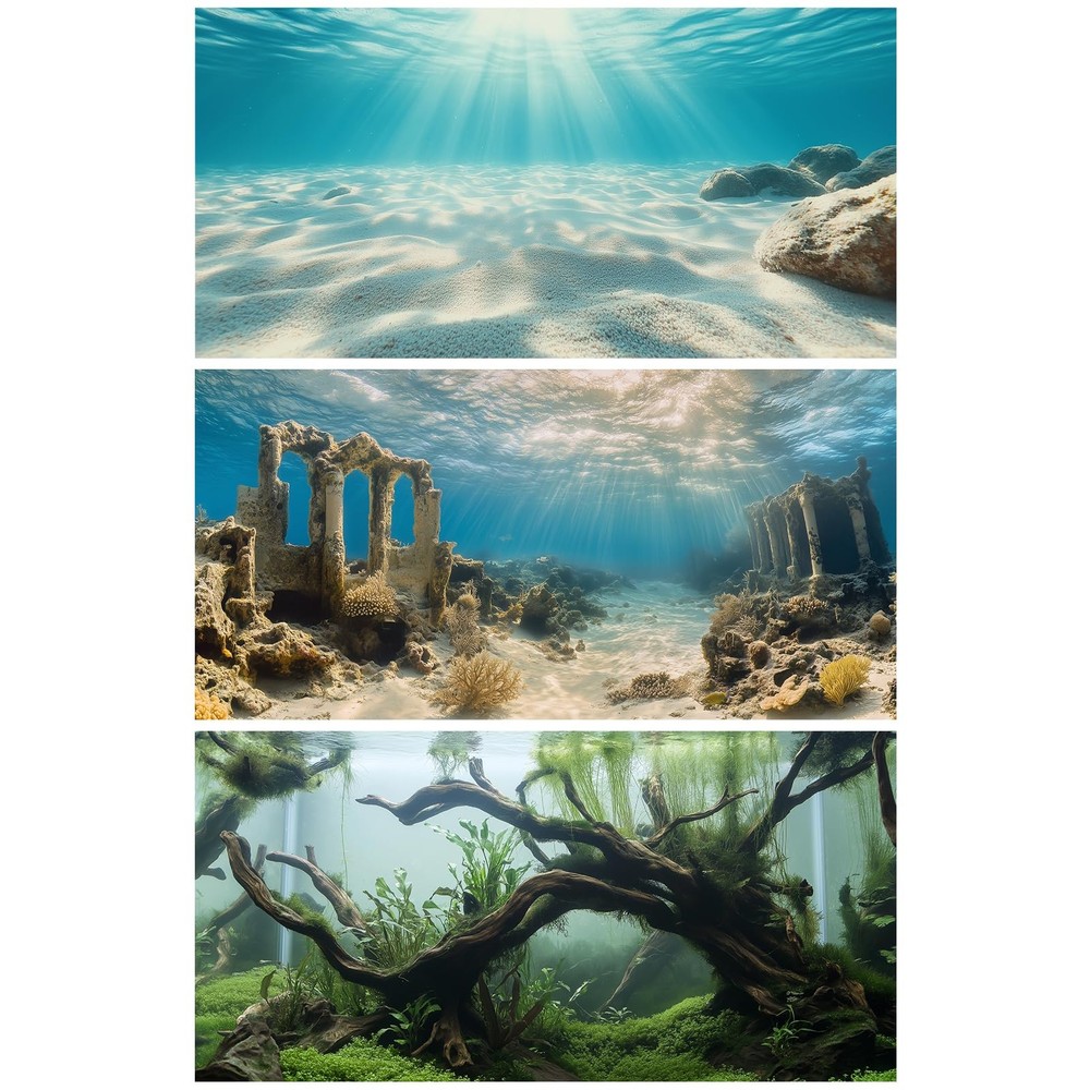 3 Pack Aquarium Background, 48x24 inches Polyester Aquarium Background, Cloth...