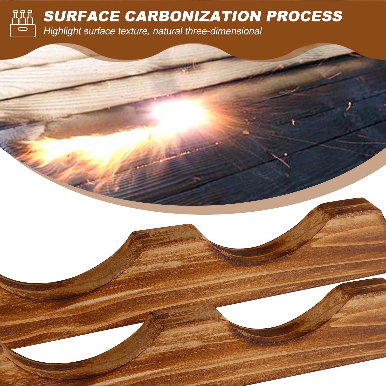 Wine Rack 9 Bottle 3-Tier Wood Wine Storage Easy-Assembly Space-Saving for Wine