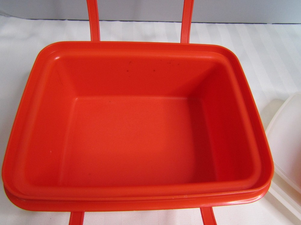 Vintage Tupperware Pack N Carry Lunch Box & Handle + 3 Containers READ
