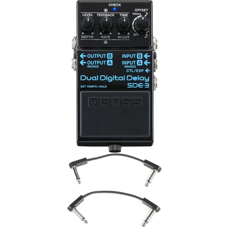 Boss SDE-3 Dual Digital Delay Pedal with EBS Patch Cables