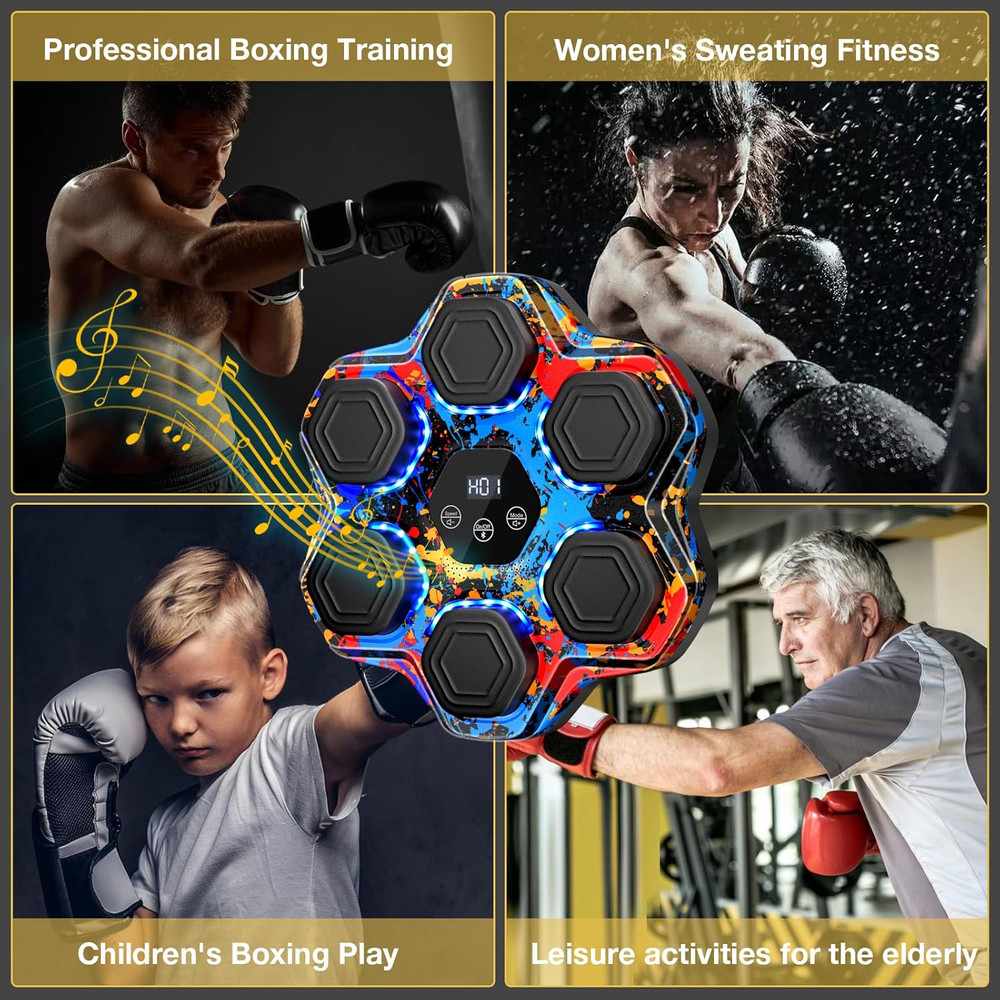 Music Boxing Machine, Smart Bluetooth Boxing Machine with Gloves, Wall Mounted M