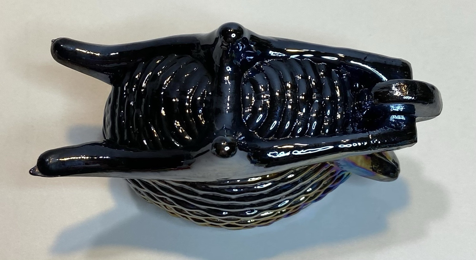 Vintage Wheelbarrow Carnival Glass Open Salt Cellar Figurine Iridescent EUC EB69