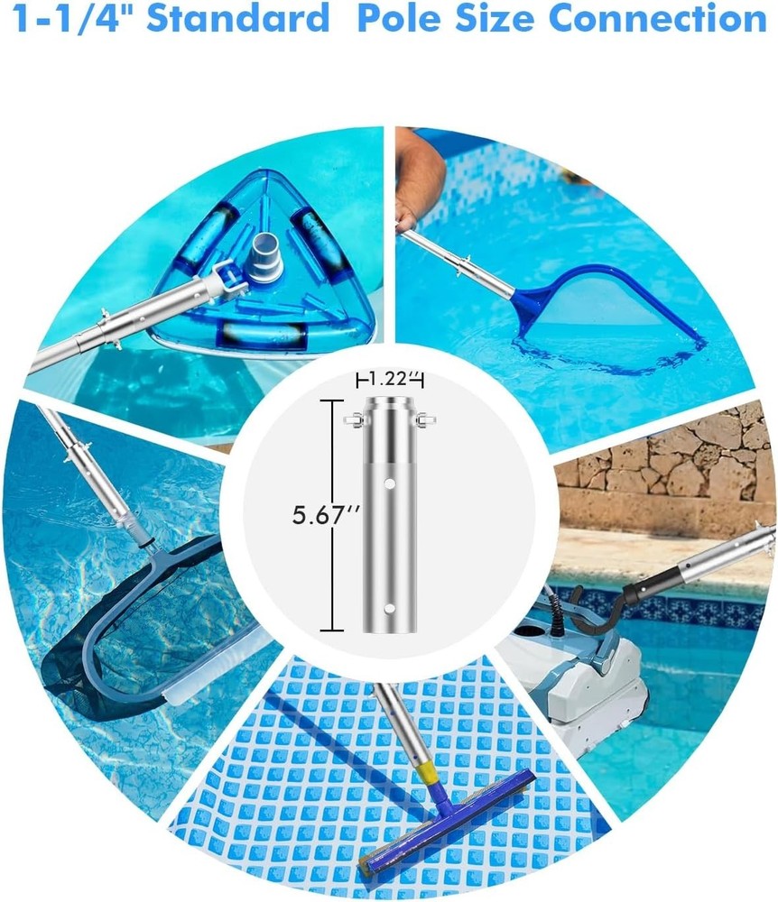 Adjustable 16FT Aluminum Pool Pole - Versatile Tool for Cleaning Accessories