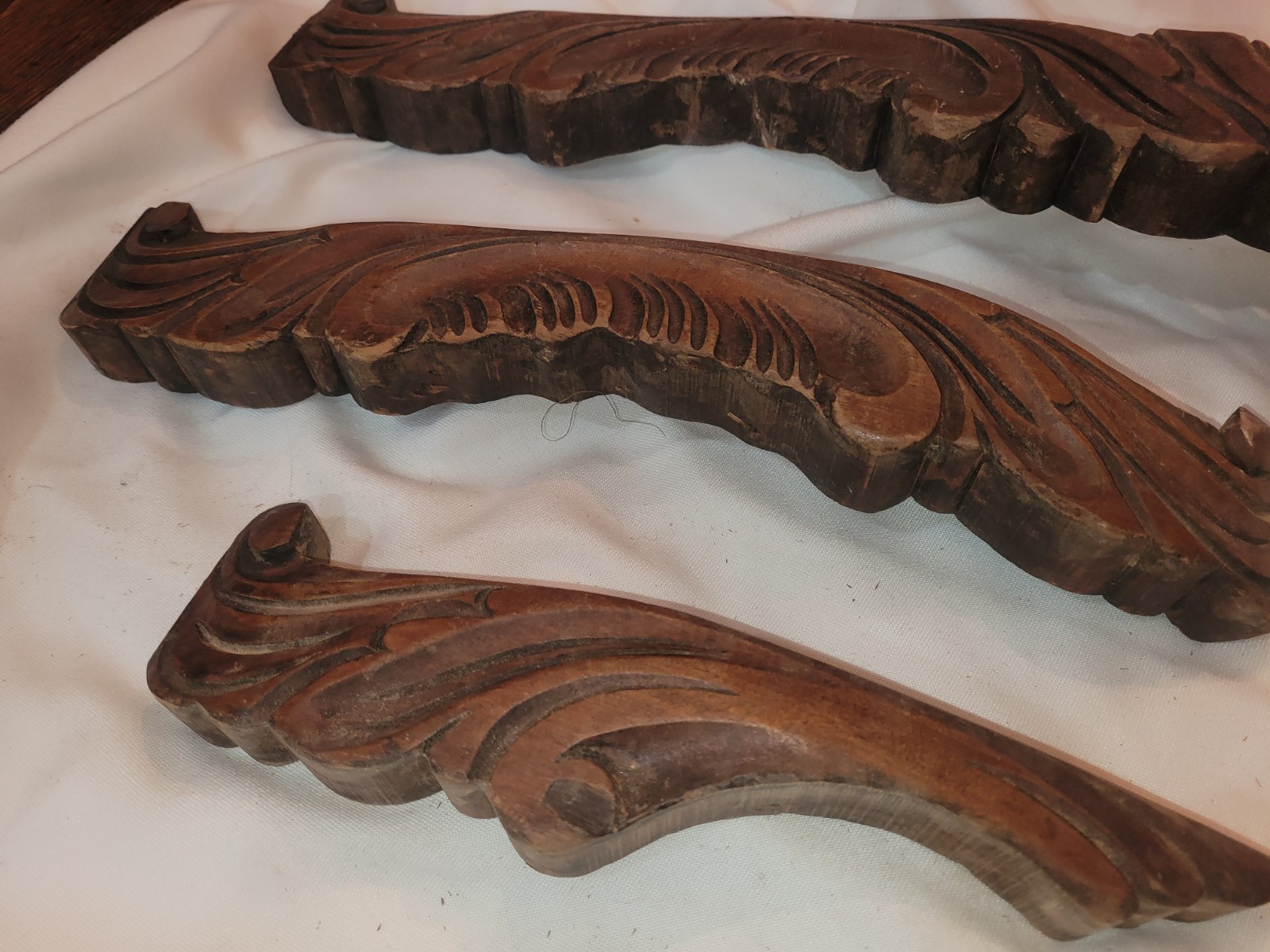 Antique 19th Century Hand Carved Architectural Scrollwork, Salvaged Sofa Apron