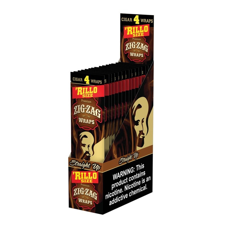 ZIg Zag Cigar Wraps Rolling Size Straight Up- 4 Count (Pack of 15)