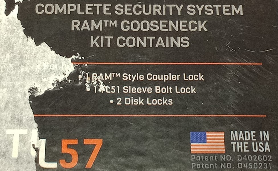 Blaylock Complete Security Gooseneck Locking System for Ram Couplers (TL-57)