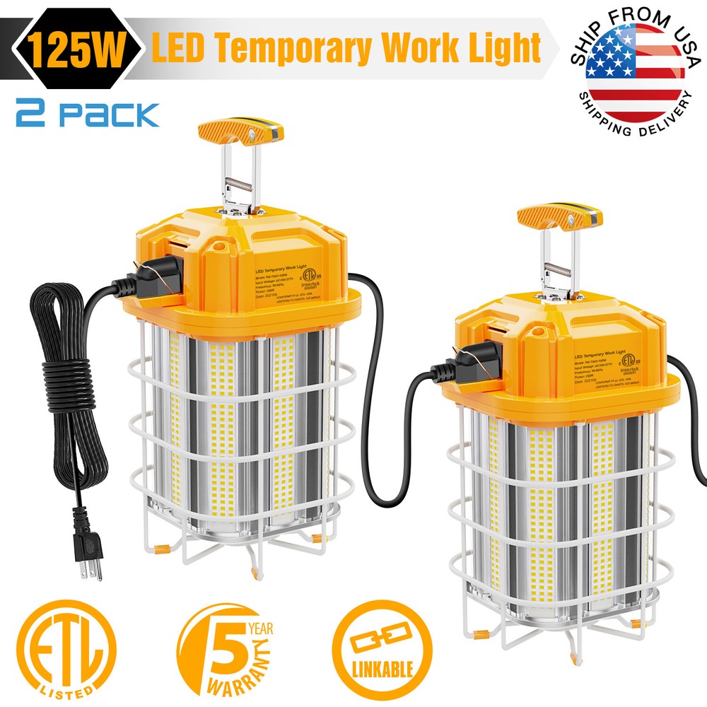 LED Temporary Work Light 125W Linkable Construction High Bay Jobsite Light 2Pack