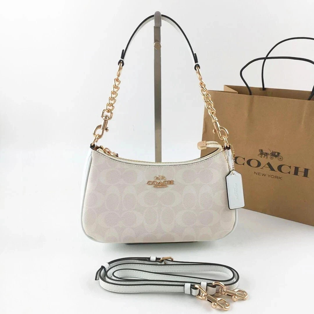 COACH Teri 2Way Shoulder Bag Signature Coated Canvas White CA548 outlet New
