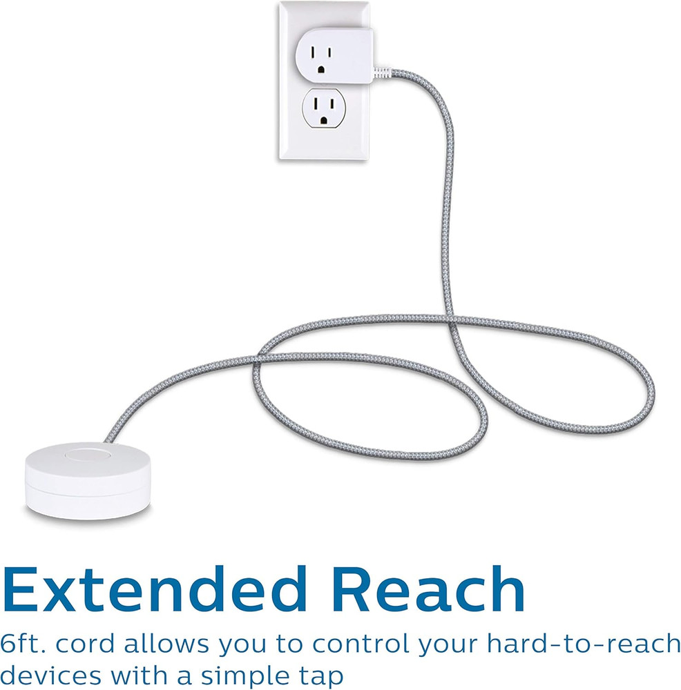 Grounded Plug with Braided Cord, 6 Ft Long Power Cable, On/Off Switch, for Table