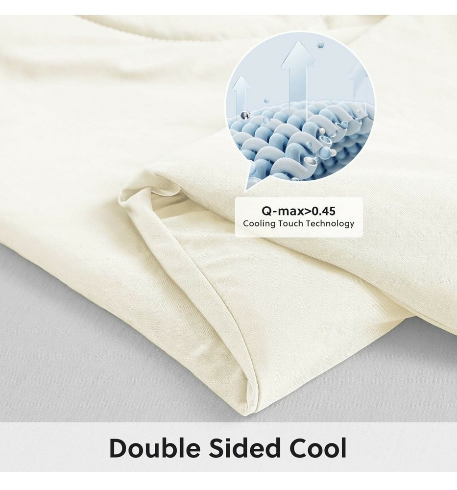 Cooling Queen Comforter Beige Reversible by HomeFine