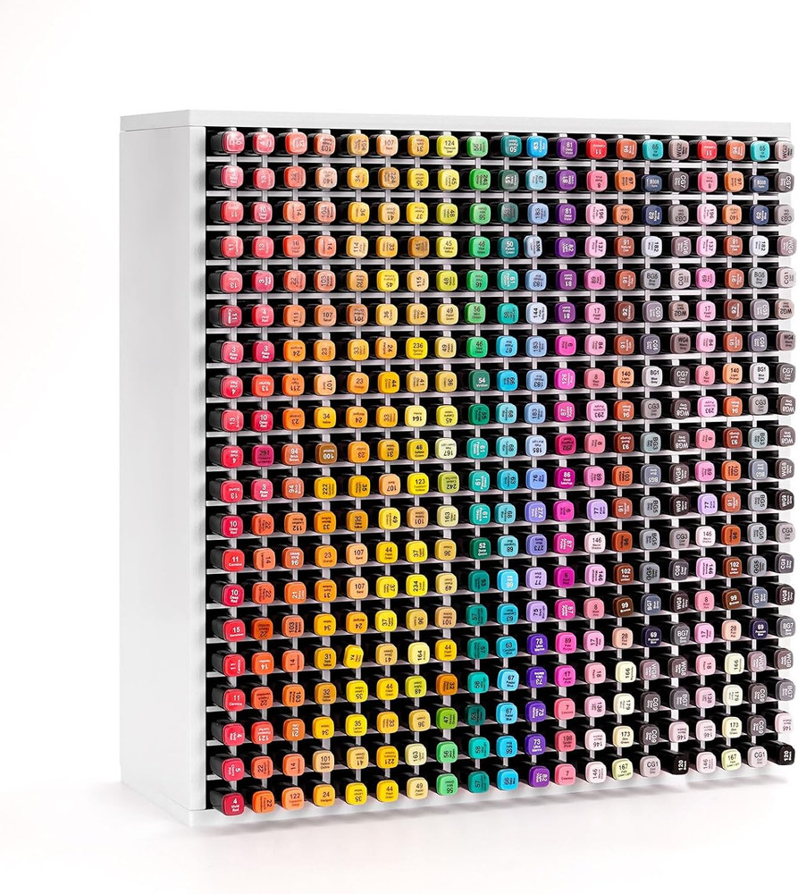 SANFURNEY 400 Slots Marker Organizer for Desk, Stackable Alcohol Marker Storage