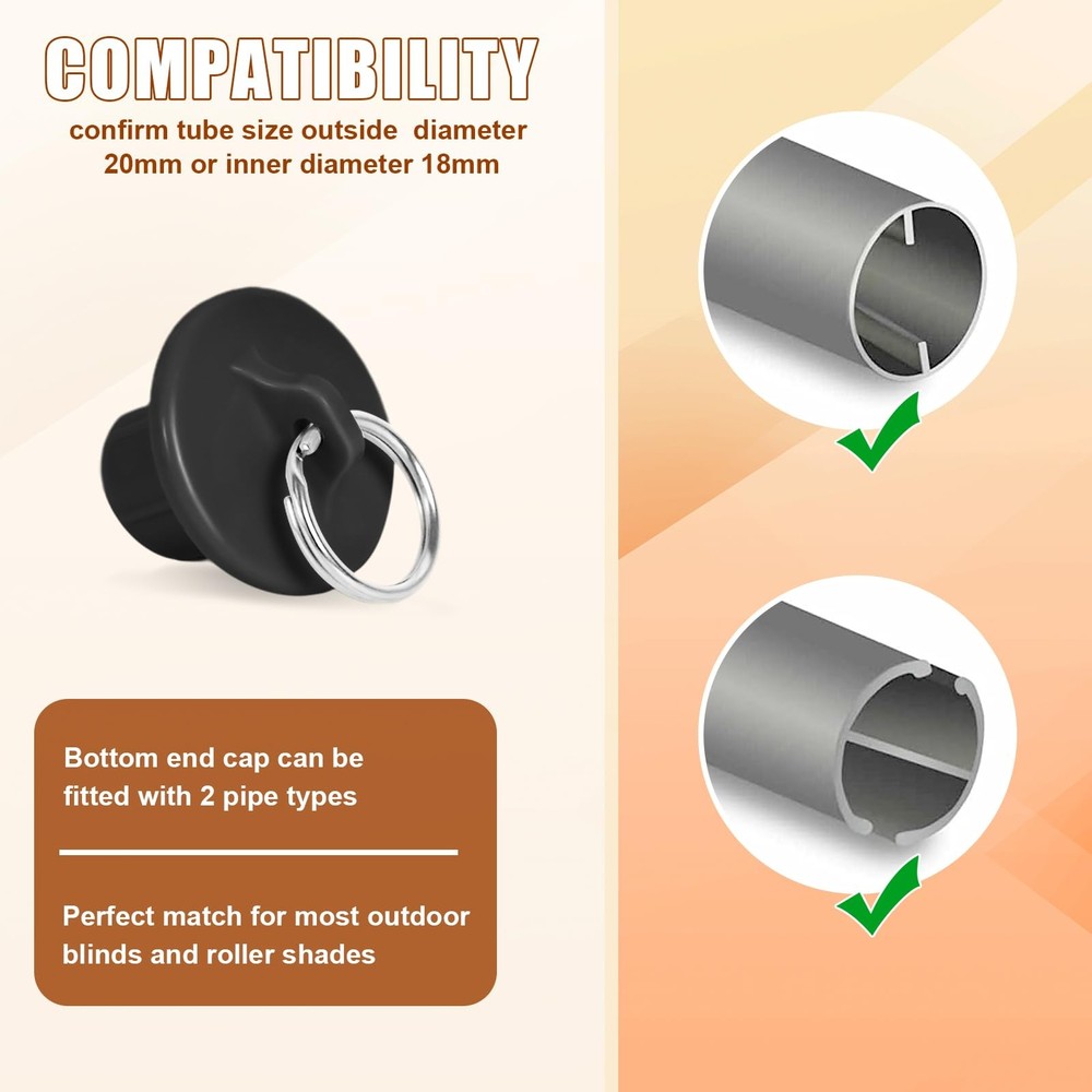 Coolaroo Replacement Part Roller Shade Hardware Bungee Kit and End Cap Tie Do...