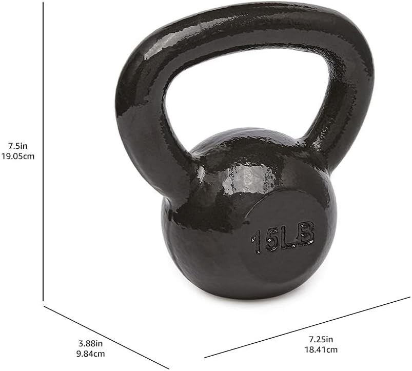 Solid Cast Iron Kettlebell 15 lbs - Portable & Reliable for Resistance Training