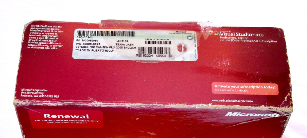 Microsoft Visual Studio 2005 Professional Edition MSDN - Sub Renewal + POSTERS