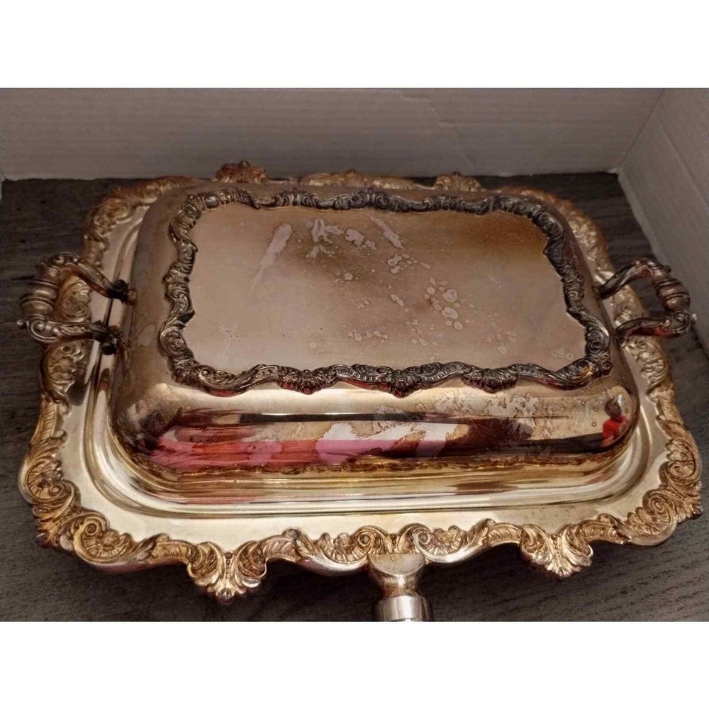 Poole OLD ENGLISH EPC #5020 Rectangular Chafing Dish Lid Burner & Stand 5 pc set