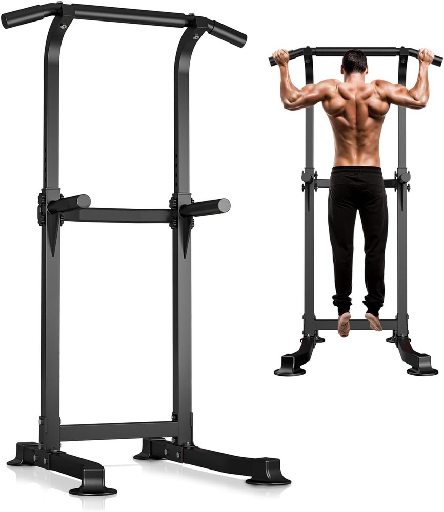 Pull Up Bar Dip Bar Squat Rack Workout Dip Station Height Adjustable Free