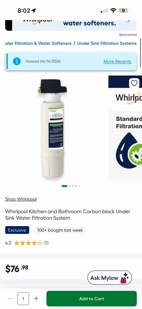 Whirlpool KITCHEN & BATH UNDERSINK WATER FILTRATION SYSTEM