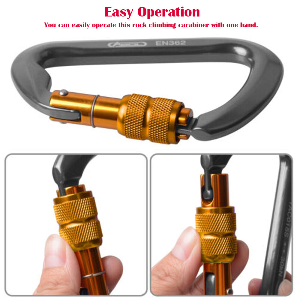 30KN Heavy Duty Locking Carabiner Clip Rock Climbing Hook Big Tree Rigging Swing
